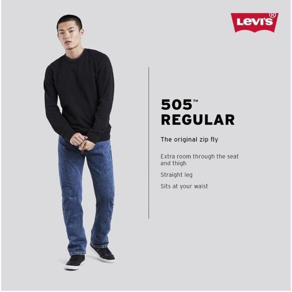 Levi's Men's 505 Regular Straight Leg Eclipse Garden Jeans 38X30 - Picture 4 of 5